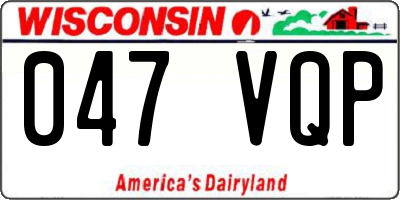 WI license plate 047VQP