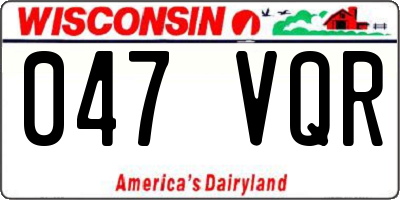 WI license plate 047VQR