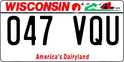 WI license plate 047VQU