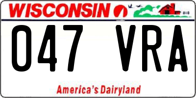 WI license plate 047VRA