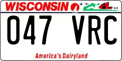 WI license plate 047VRC