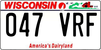 WI license plate 047VRF