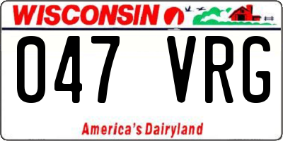 WI license plate 047VRG