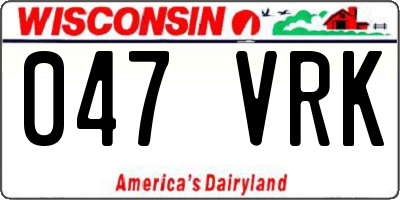 WI license plate 047VRK