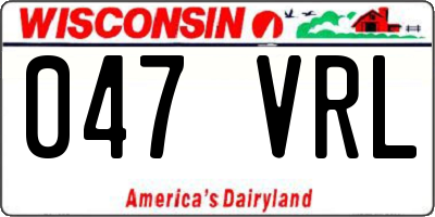 WI license plate 047VRL