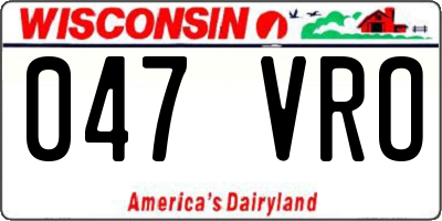 WI license plate 047VRO