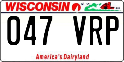 WI license plate 047VRP