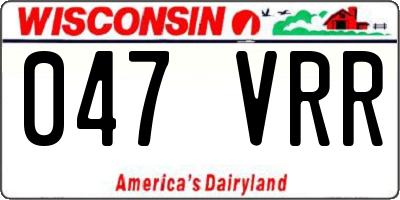 WI license plate 047VRR