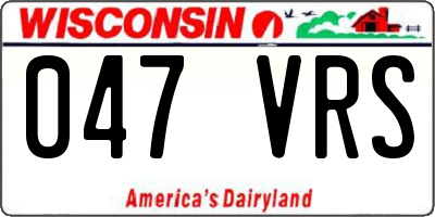 WI license plate 047VRS