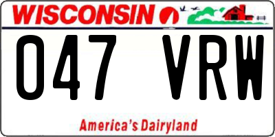 WI license plate 047VRW