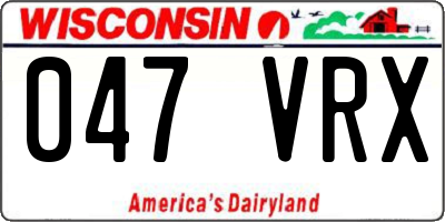 WI license plate 047VRX