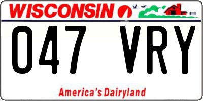 WI license plate 047VRY
