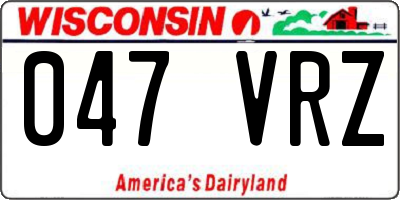WI license plate 047VRZ