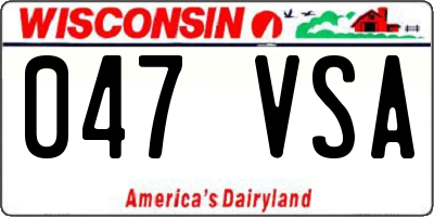 WI license plate 047VSA
