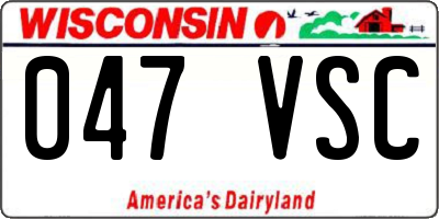 WI license plate 047VSC