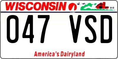 WI license plate 047VSD