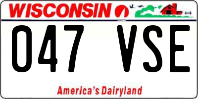WI license plate 047VSE