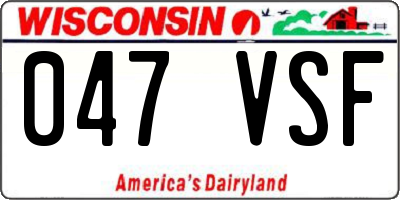 WI license plate 047VSF