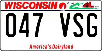 WI license plate 047VSG