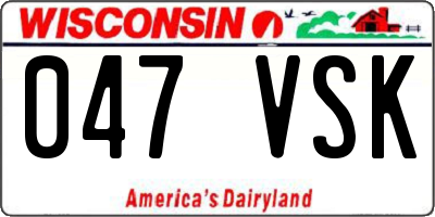 WI license plate 047VSK