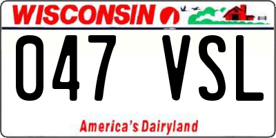 WI license plate 047VSL