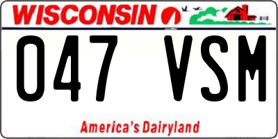 WI license plate 047VSM