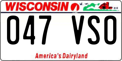 WI license plate 047VSO