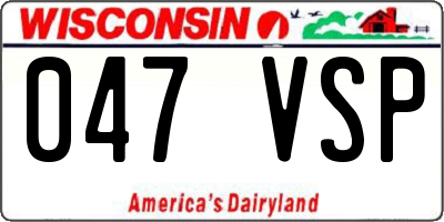 WI license plate 047VSP