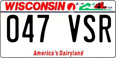 WI license plate 047VSR