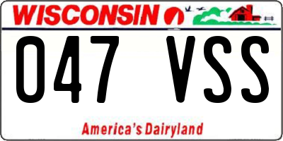 WI license plate 047VSS