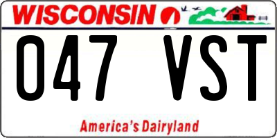 WI license plate 047VST