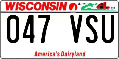 WI license plate 047VSU