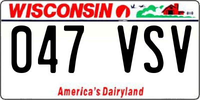 WI license plate 047VSV