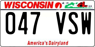 WI license plate 047VSW