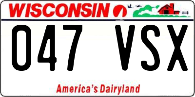 WI license plate 047VSX