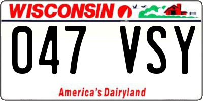 WI license plate 047VSY