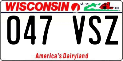 WI license plate 047VSZ