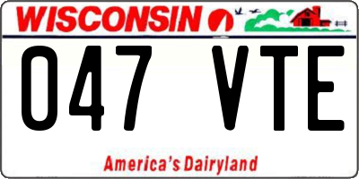WI license plate 047VTE