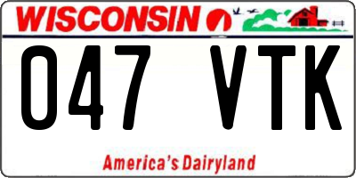 WI license plate 047VTK