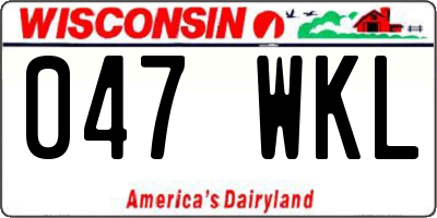 WI license plate 047WKL