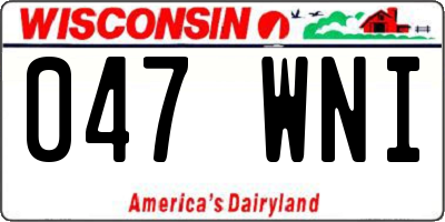 WI license plate 047WNI