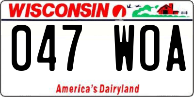 WI license plate 047WOA
