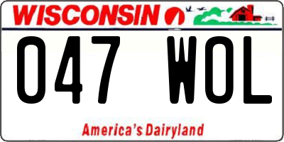 WI license plate 047WOL