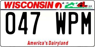 WI license plate 047WPM