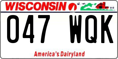 WI license plate 047WQK