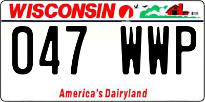 WI license plate 047WWP
