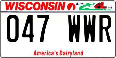 WI license plate 047WWR