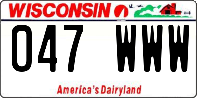 WI license plate 047WWW