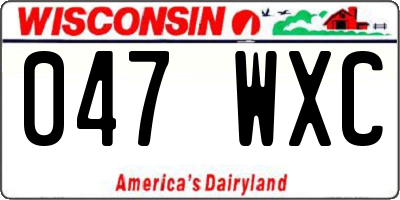 WI license plate 047WXC