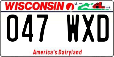 WI license plate 047WXD